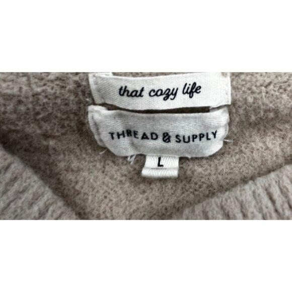 Thread & Supply Sweater Womens Large Southern Sand White Cozy Life Knit Pullover - Picture 3 of 9